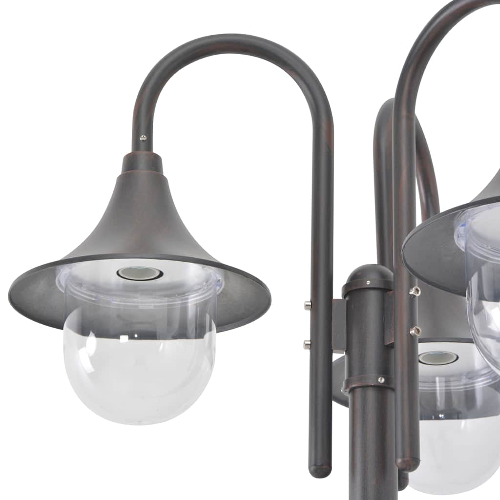 44207 vidaXL Garden Post Light E27 220 cm Aluminium 3-Lantern Bronze 4