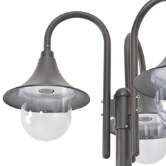 44207 vidaXL Garden Post Light E27 220 cm Aluminium 3-Lantern Bronze 4