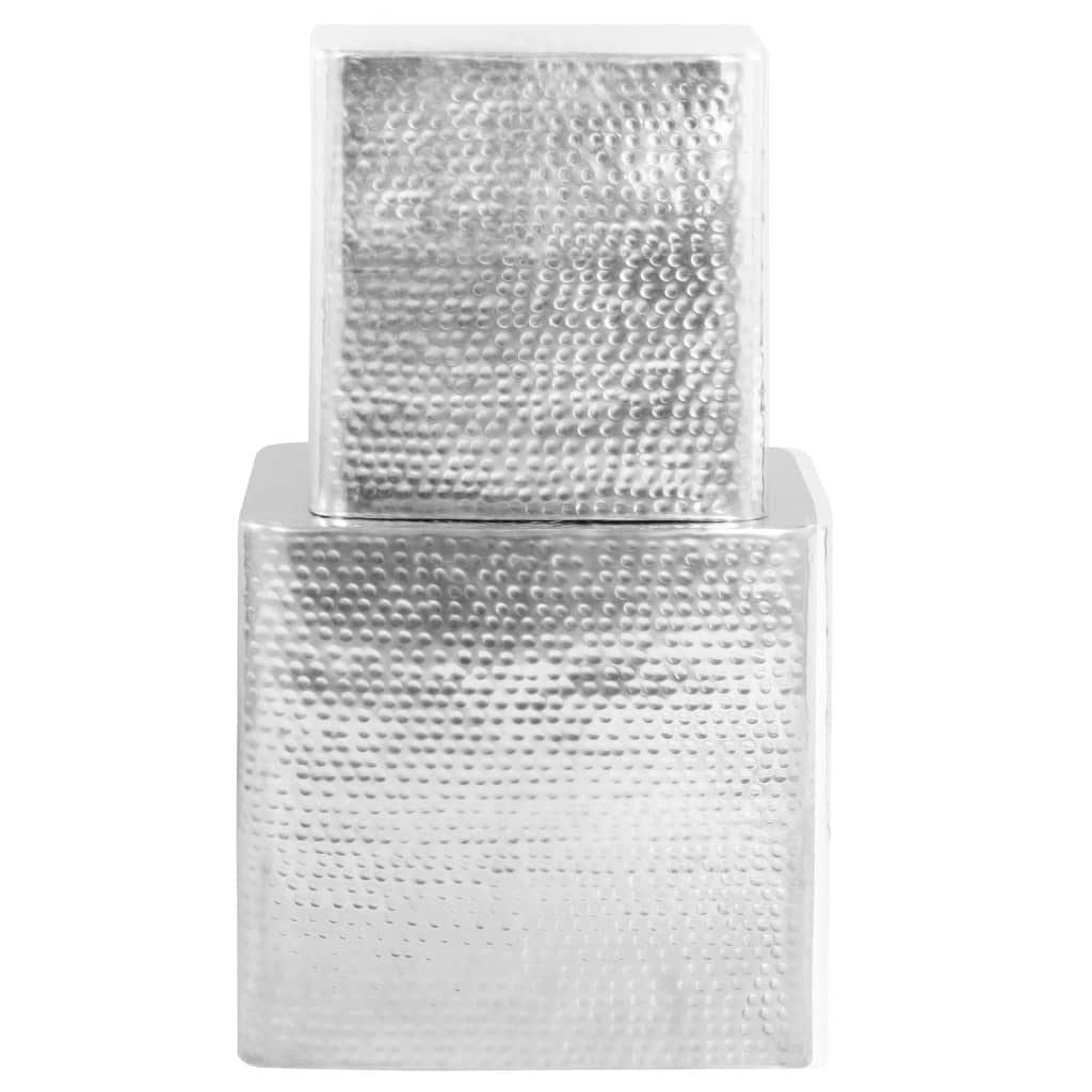 246504 vidaXL Coffee Tables 2 pcs Silver Aluminium 4