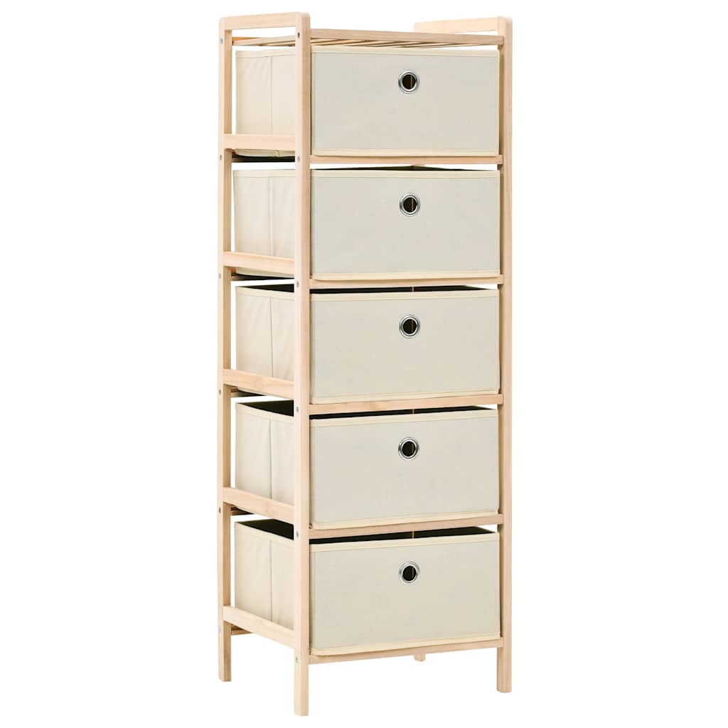 vidaXL Storage Rack with 5 Fabric Baskets Cedar Wood Beige 1