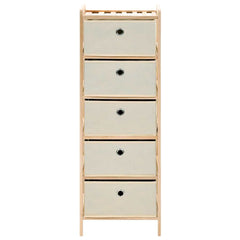 vidaXL Storage Rack with 5 Fabric Baskets Cedar Wood Beige 2