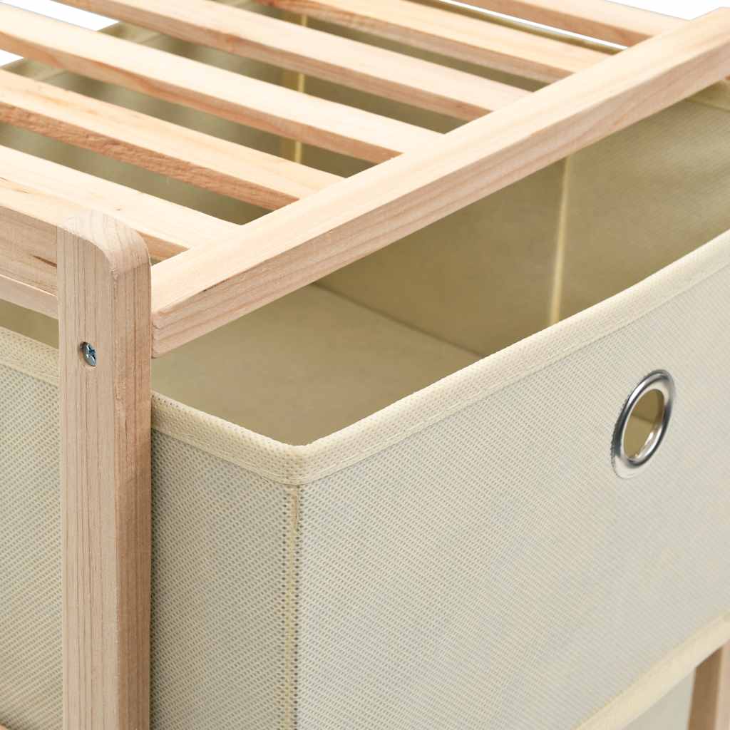 vidaXL Storage Rack with 5 Fabric Baskets Cedar Wood Beige 5