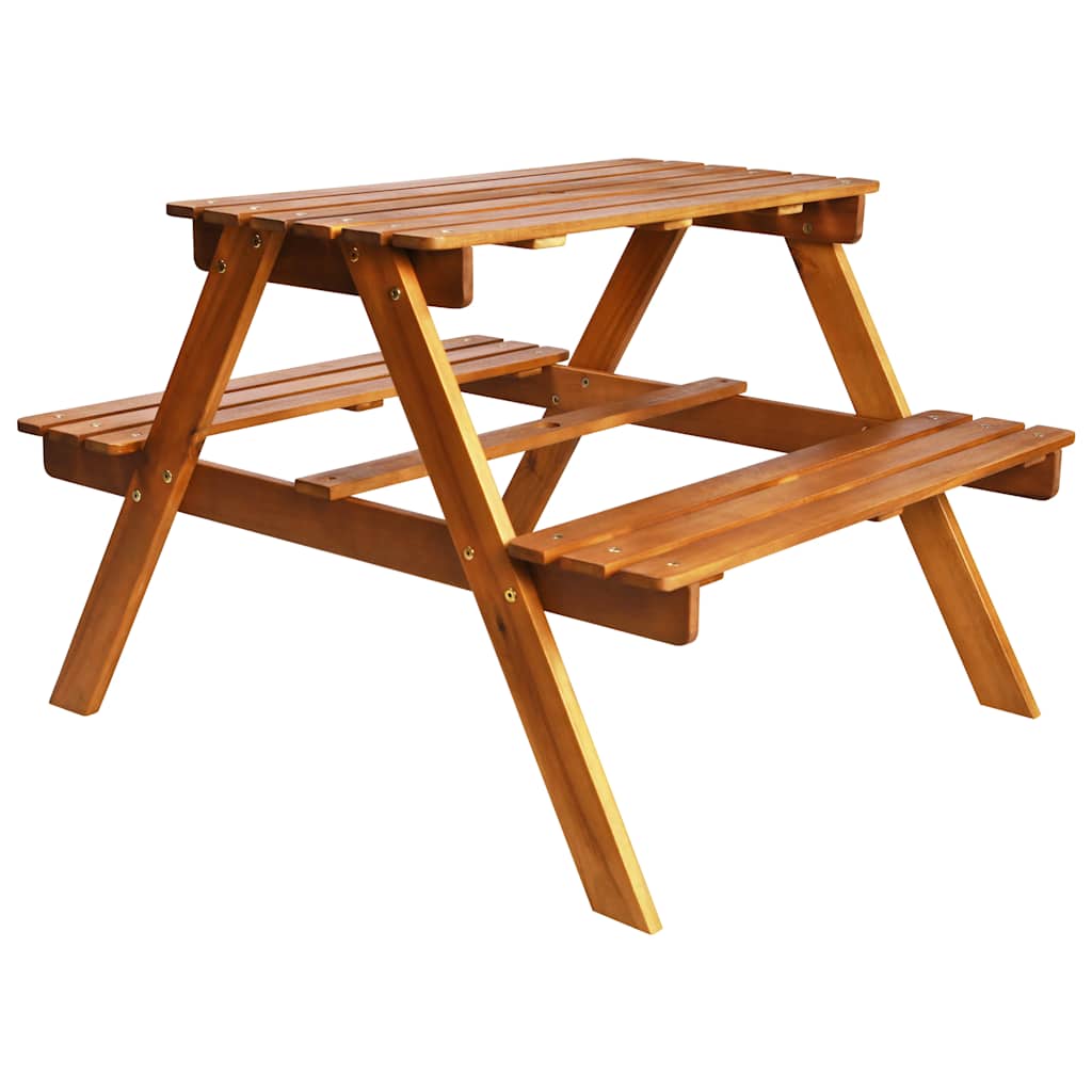 43990 vidaXL Kids Picnic Table with Parasol 79x90x60 cm Solid Acacia Wood 3