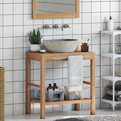 246496 vidaXL Bathroom Vanity Cabinet Solid Teak with Riverstone Sink 3