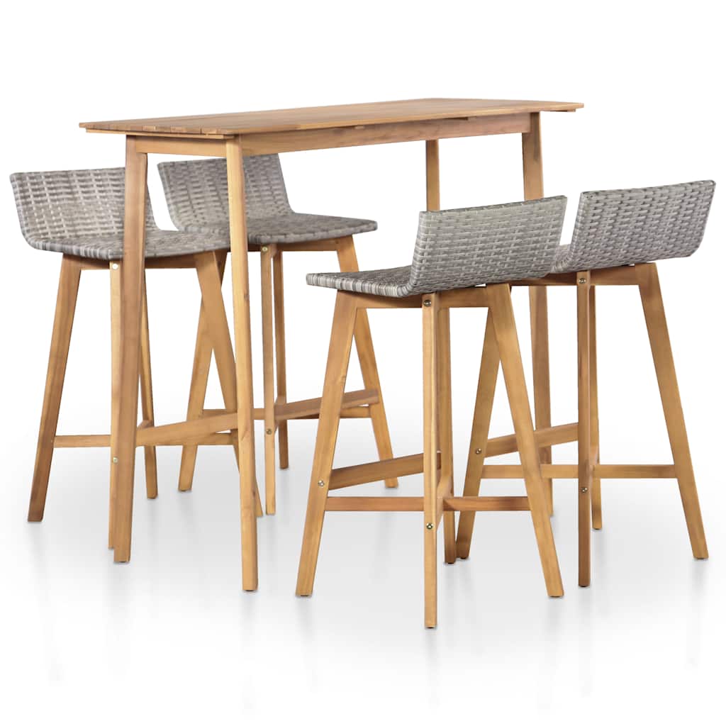 44222 vidaXL 5 Piece Outdoor Dining Set Solid Acacia Wood 1
