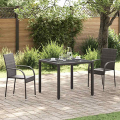 Stackable Outdoor Chairs Poly Rattan Brown 2