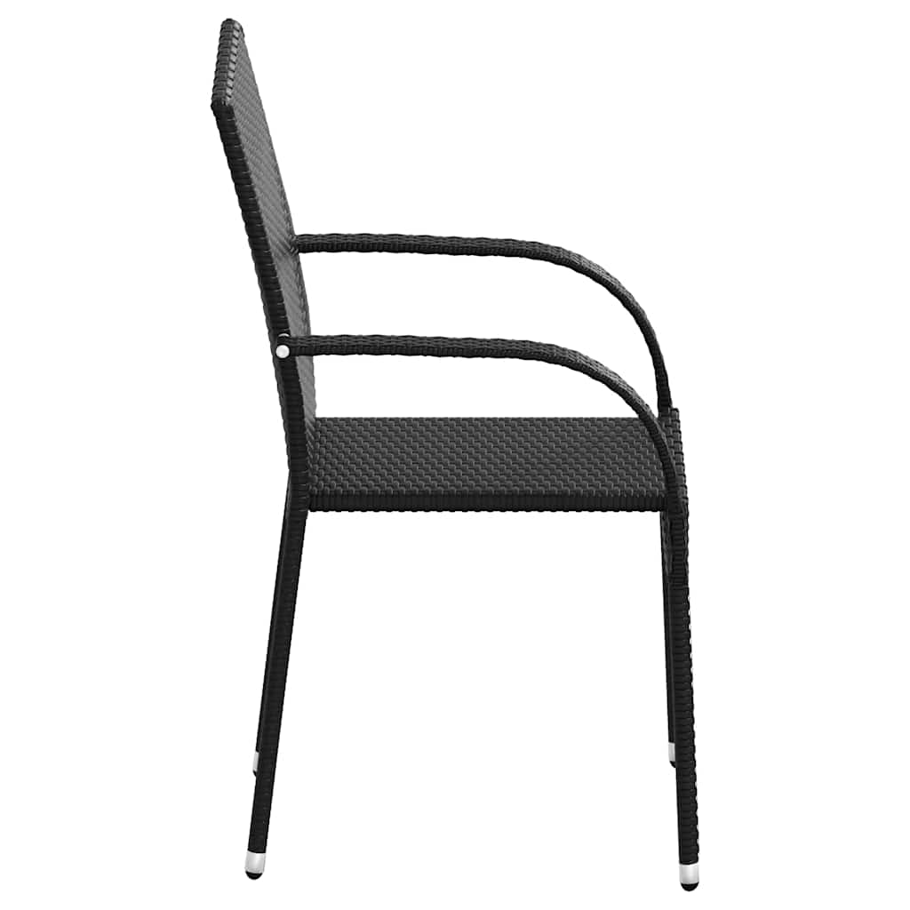 Stackable Outdoor Chairs Poly Rattan Black 2
