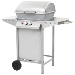 vidaXL Gas BBQ Grill with 2 Cooking Zones Silver Stainless Steel 2