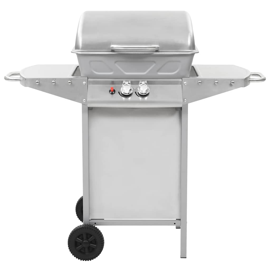 vidaXL Gas BBQ Grill with 2 Cooking Zones Silver Stainless Steel 3