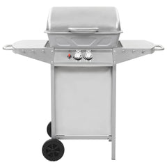 vidaXL Gas BBQ Grill with 2 Cooking Zones Silver Stainless Steel 3