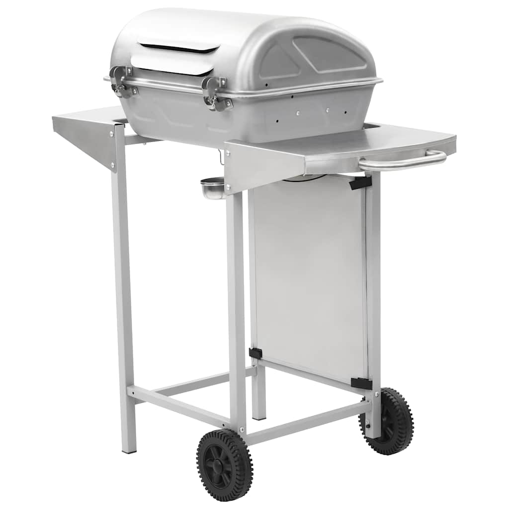 vidaXL Gas BBQ Grill with 2 Cooking Zones Silver Stainless Steel 4