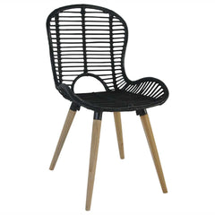 vidaXL Dining Chairs 4 pcs Black Natural Rattan 3