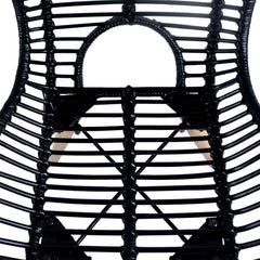vidaXL Dining Chairs 4 pcs Black Natural Rattan 4
