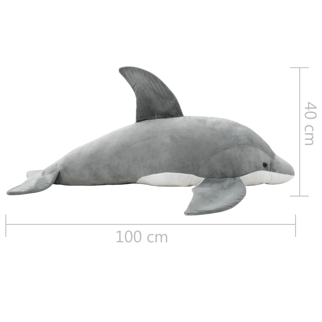 vidaXL Dolphin Cuddly Toy Plush Grey 5