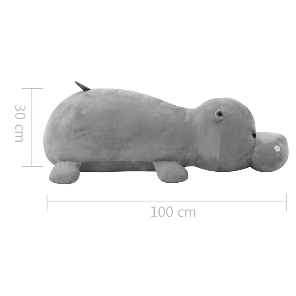 vidaXL Hippo Cuddly Toy Plush Grey 5