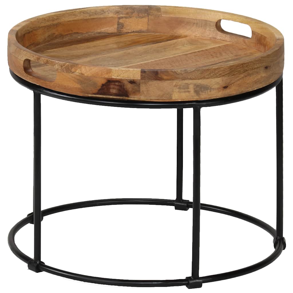 246672 vidaXL Coffee Table Solid Mange Wood and Steel 50x40 cm 3