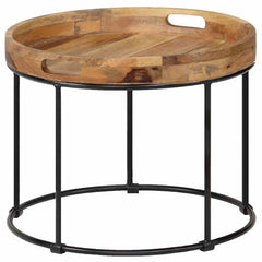 246672 vidaXL Coffee Table Solid Mange Wood and Steel 50x40 cm 4