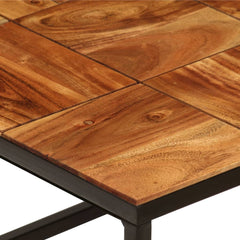 vidaXL Coffee Table | Brown and Black | Solid Acacia Wood and Steel | Standard 6