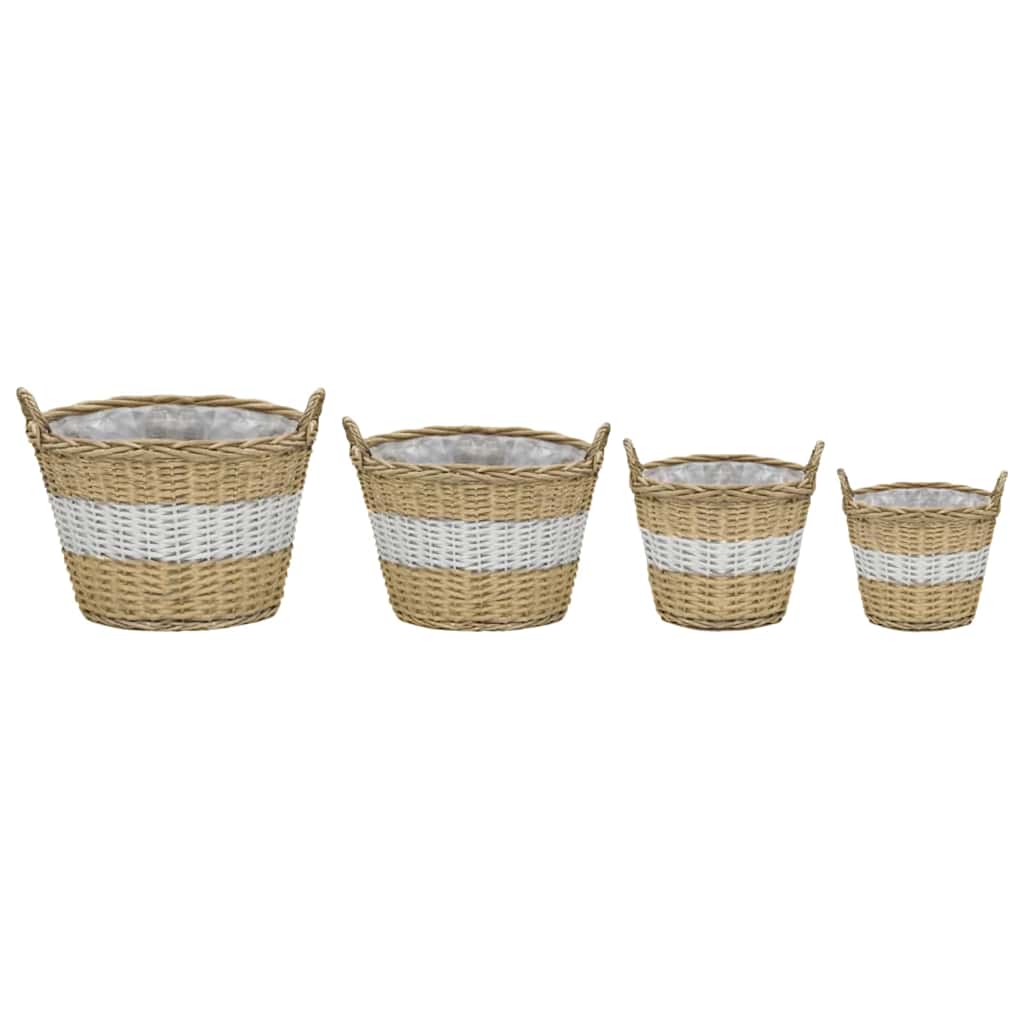 vidaXL Raised Bed | Set of 4 | Brown and white | Wicker and polyethylene 2