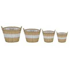 vidaXL Raised Bed | Set of 4 | Brown and white | Wicker and polyethylene 2