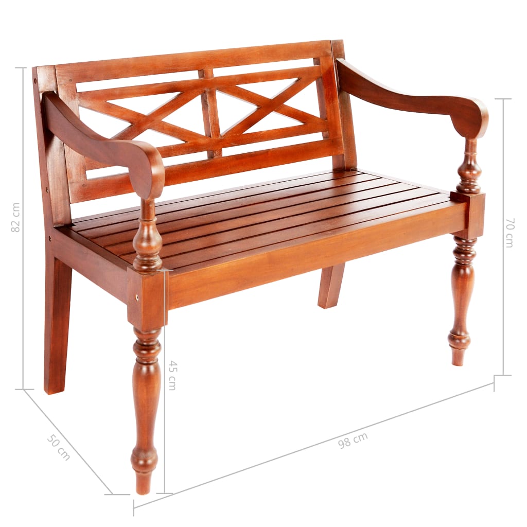 vidaXL Bench | Dark Brown | Solid mahogany wood | Standard | Durable 6