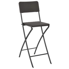 44558 vidaXL Folding Bar Chairs 2 pcs HDPE and Steel Brown Rattan Look 2