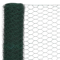 vidaXL Chicken Wire Fence Steel with PVC Coating 25x1.5 m Green 3