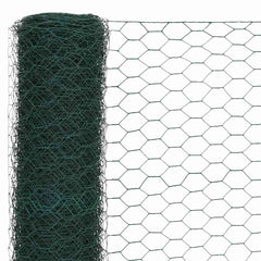 vidaXL Chicken Wire Fence Steel with PVC Coating 25x1.2 m Green 3
