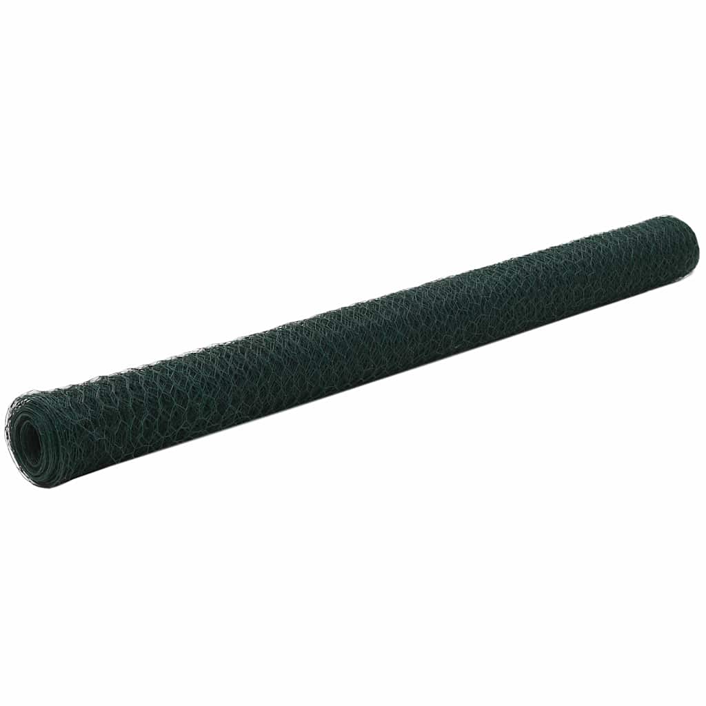 vidaXL Chicken Wire Fence Steel with PVC Coating 25x1.2 m