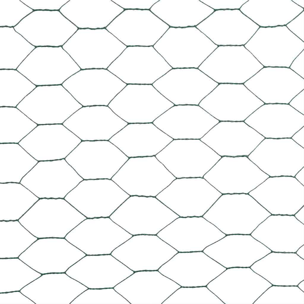 vidaXL Chicken Wire Fence Steel with PVC Coating 25x1.2 m Green 4