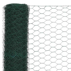 vidaXL Chicken Wire Fence Steel with PVC Coating 25x1.2 m Green 3