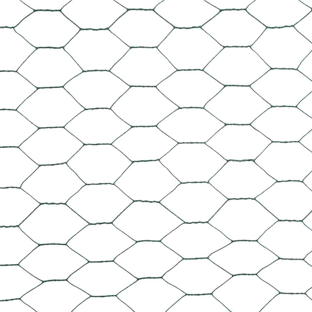 vidaXL Chicken Wire Fence Steel with PVC Coating 25x1.2 m Green 4