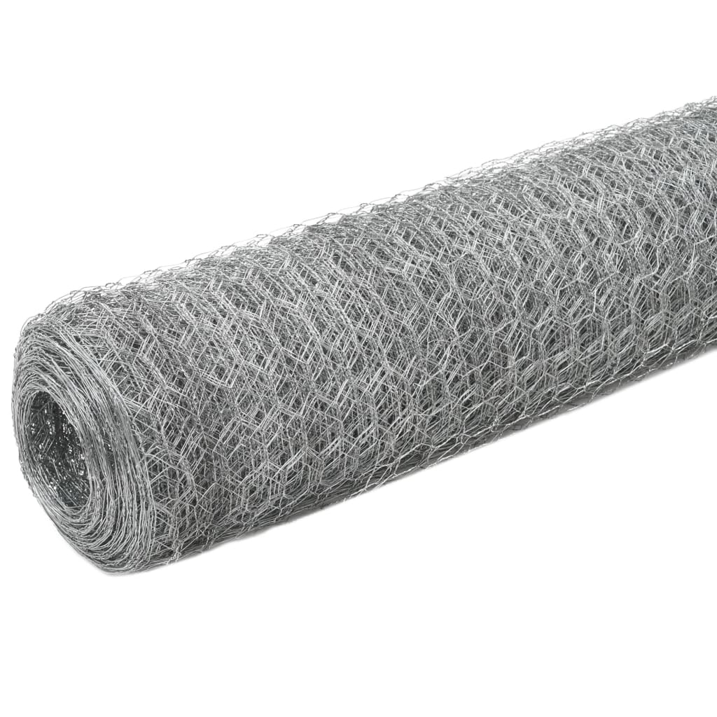 vidaXL Chicken Wire Fence Galvanised Steel 25x1.5 m Silver 2