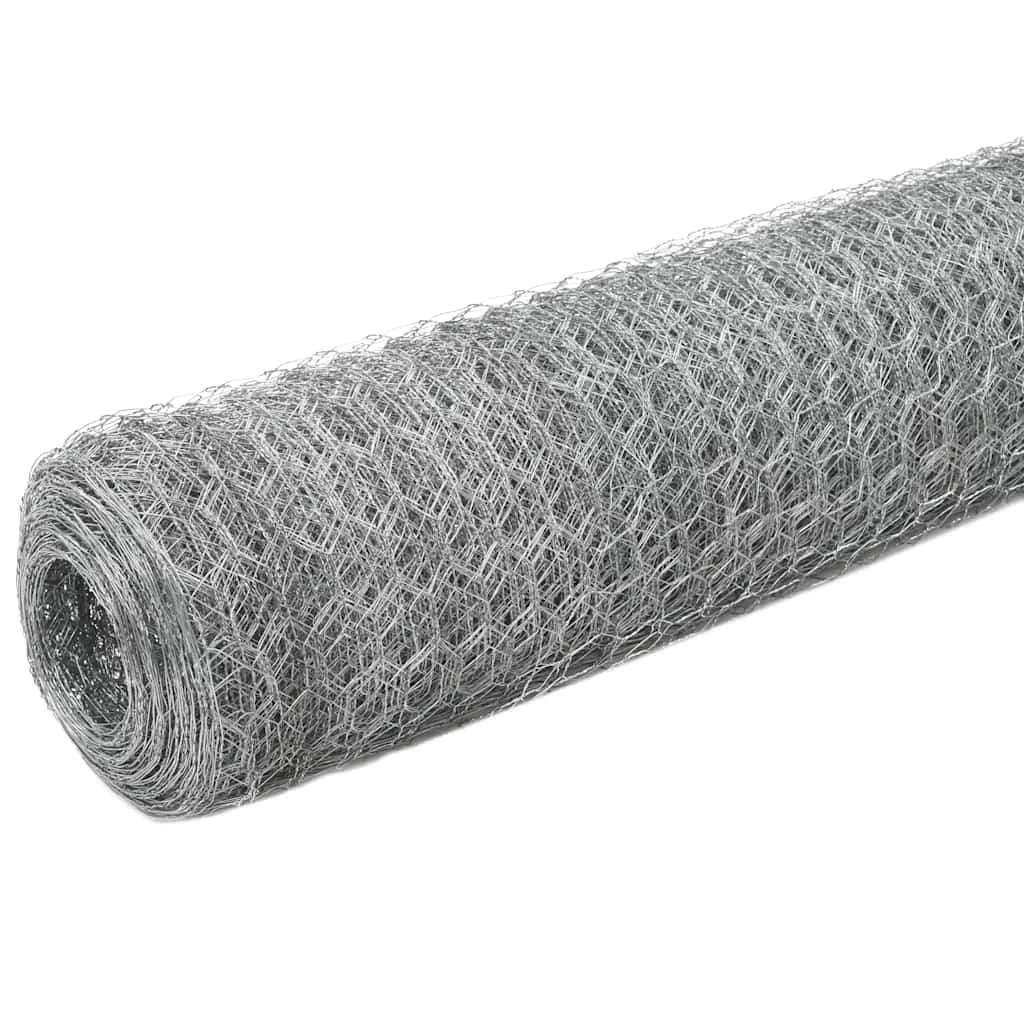 vidaXL Chicken Wire Fence Galvanised Steel 25x1.5 m Silver 2