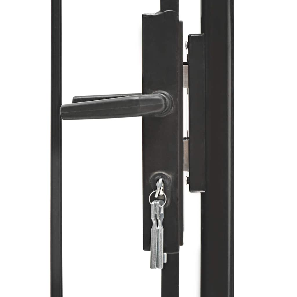 Garden Gate WOERDEN Lockable Steel Black 1.75 m