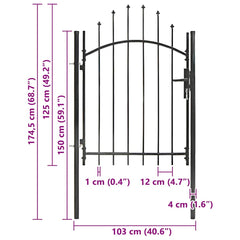 Garden Gate WOERDEN Lockable Steel Black 1.75 m