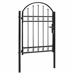 Fence Gate ASSEN with Arched Top Steel Black 102 cm 125 cm