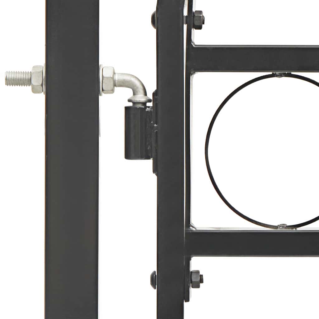 Fence Gate ASSEN with Arched Top Steel Black 102 cm 125 cm