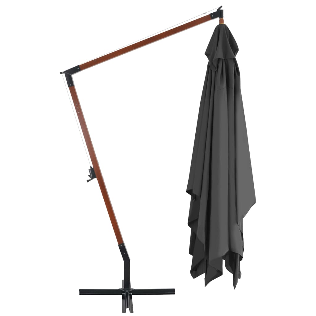 vidaXL Cantilever Garden Parasol with Wooden Pole 400x300 cm Anthracite 3