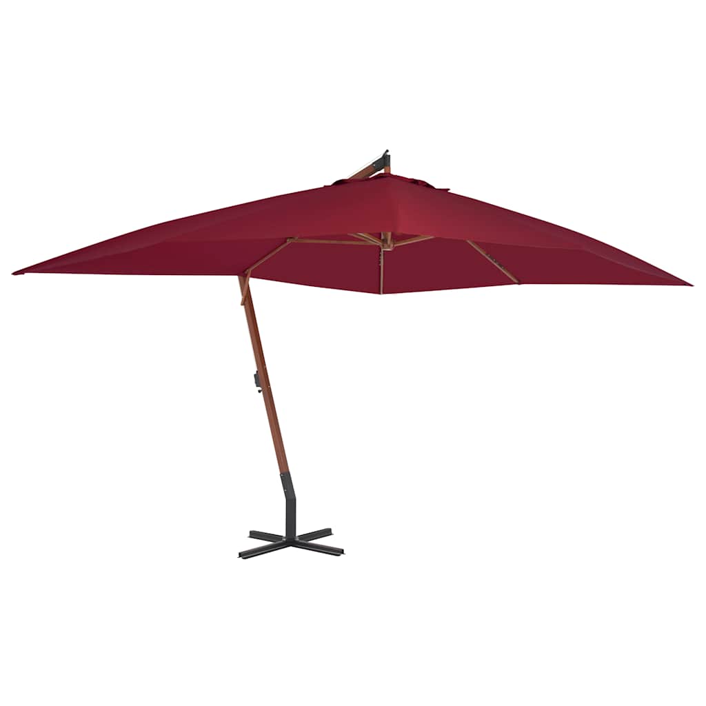 vidaXL Cantilever Garden Parasol with Wooden Pole 400x300 cm Bordeaux Red 1