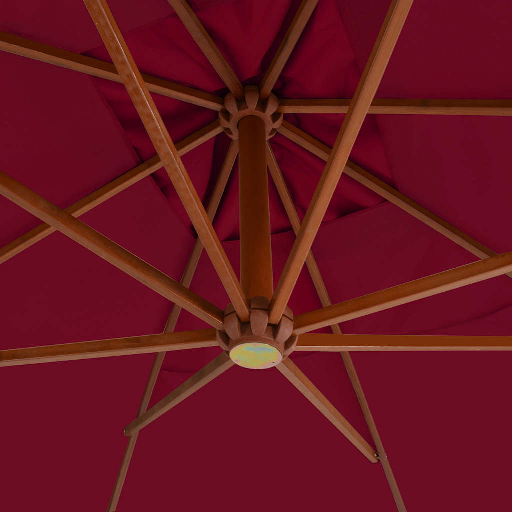 vidaXL Cantilever Garden Parasol with Wooden Pole 400x300 cm Bordeaux Red 4