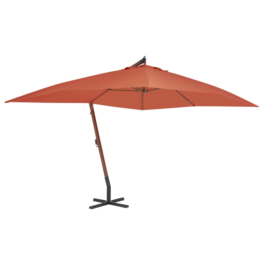 vidaXL Cantilever Garden Parasol with Wooden Pole 400x300 cm Terracotta 1