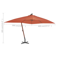 vidaXL Cantilever Garden Parasol with Wooden Pole 400x300 cm Terracotta 5