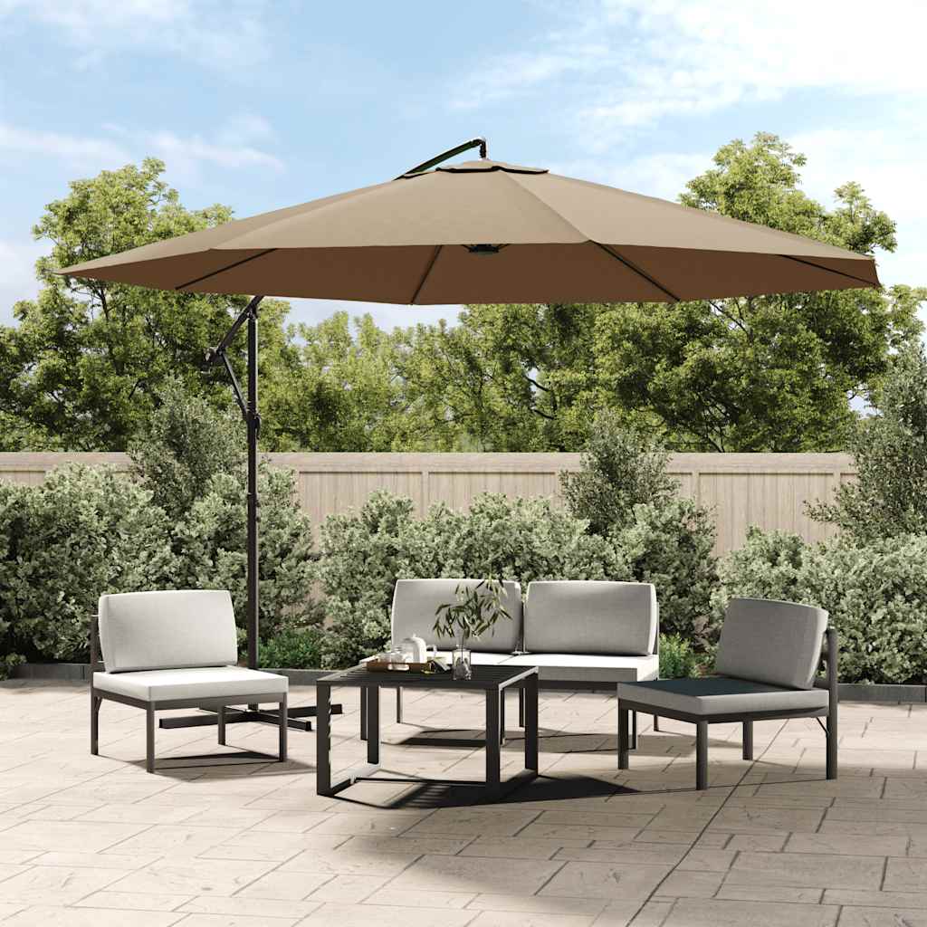 vidaXL Cantilever Garden Parasol with Aluminium Pole 350 cm Taupe 2