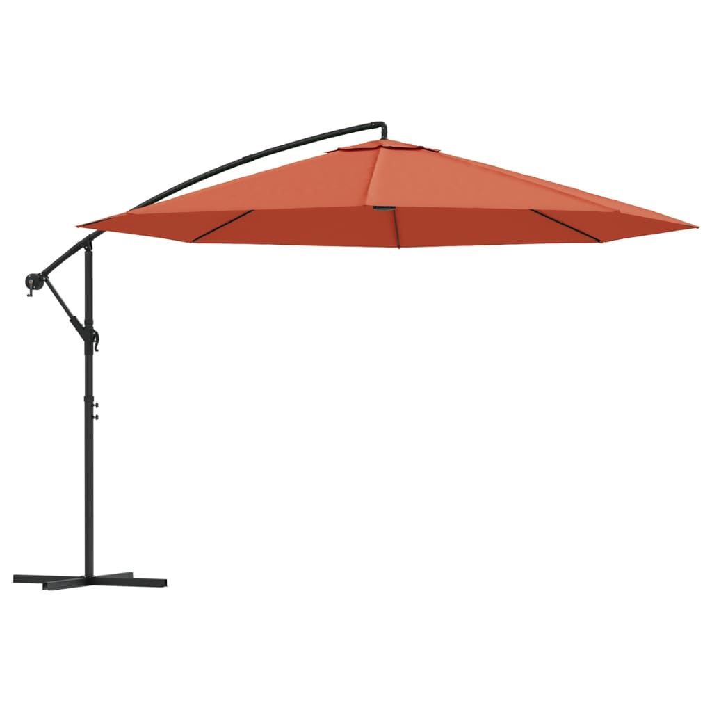vidaXL Cantilever Garden Parasol with Aluminium Pole 350 cm Terracotta 2