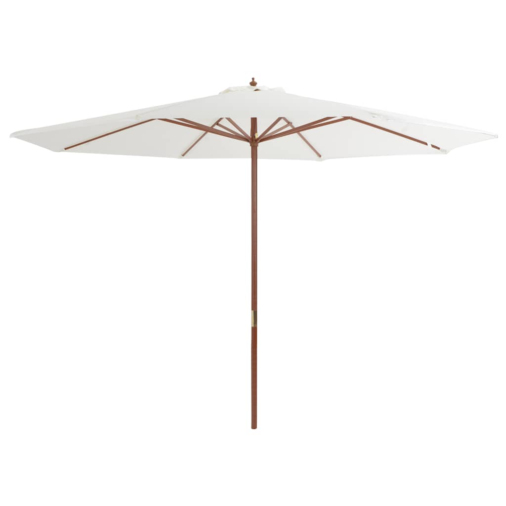 vidaXL Garden Parasol with Wooden Pole 350 cm Sand White 2