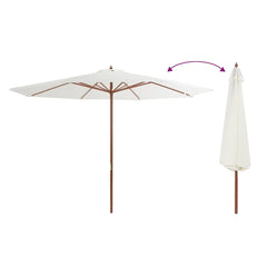 vidaXL Garden Parasol with Wooden Pole 350 cm Sand White 3
