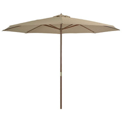 vidaXL Garden Parasol with Wooden Pole 350 cm Taupe 2