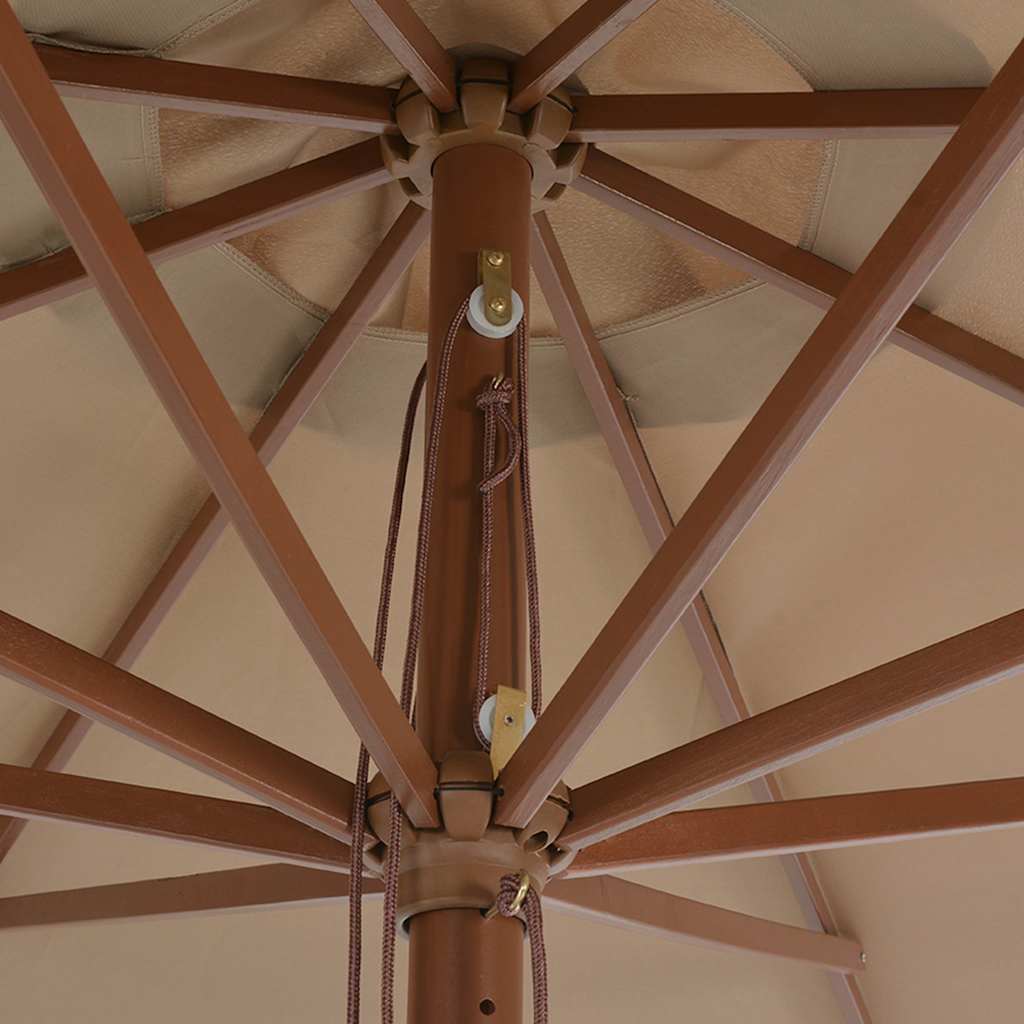 vidaXL Garden Parasol with Wooden Pole 350 cm Taupe 5