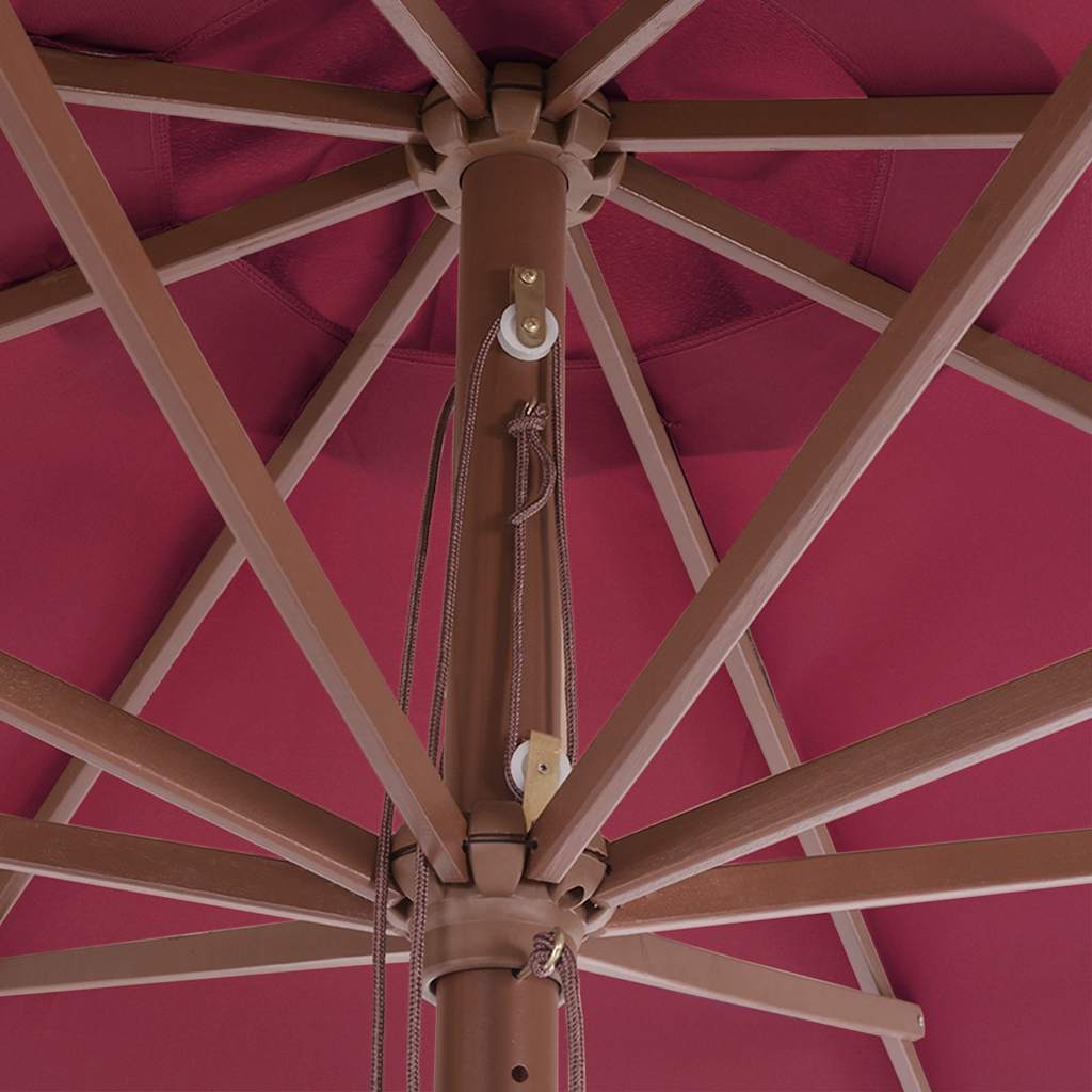vidaXL Garden Parasol with Wooden Pole 350 cm Burgundy 4